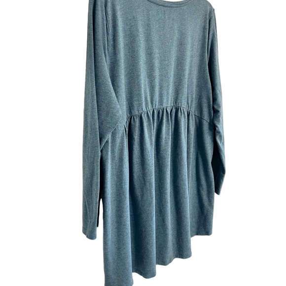 J. Jill Pure Jill Shirred Back Tunic Heathered Blue Scooped Back Hem Siz… - Picture 3 of 6